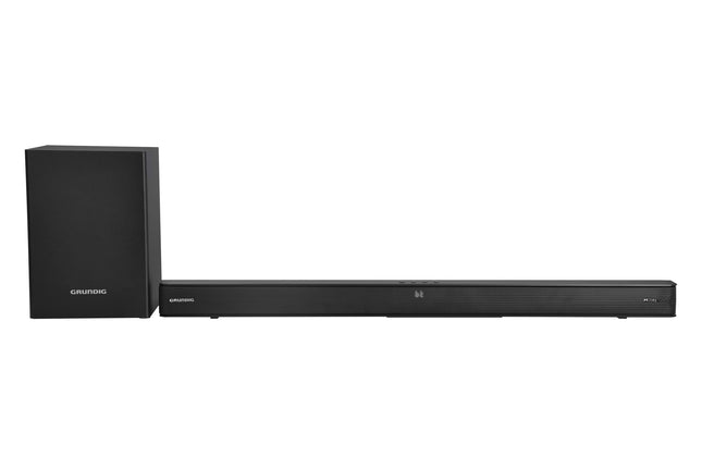GRUNDIG 2.1 Dolby Digital Soundbar DSB 995, õhuke disain, 2.1 Dolby Digital, 220 W väljundvõimsus, traadita ühendus, Bluetooth 5.3, HDMI (CEC ARC), USB, optiline ja Aux sisend, must
