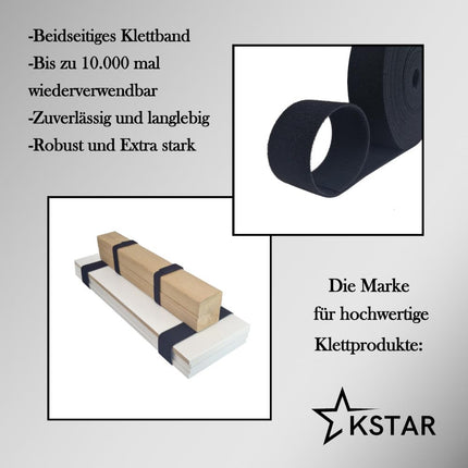 Kstar kahepoolne takjapaelteip 12 mm x 12 m must – takjapaelaga kaablisideme rull kimpudeks ja kinnitamiseks – lõigatav, korduvkasutatav – kaablihaldus ja kaablikorraldaja koju, kontorisse ja töökotta