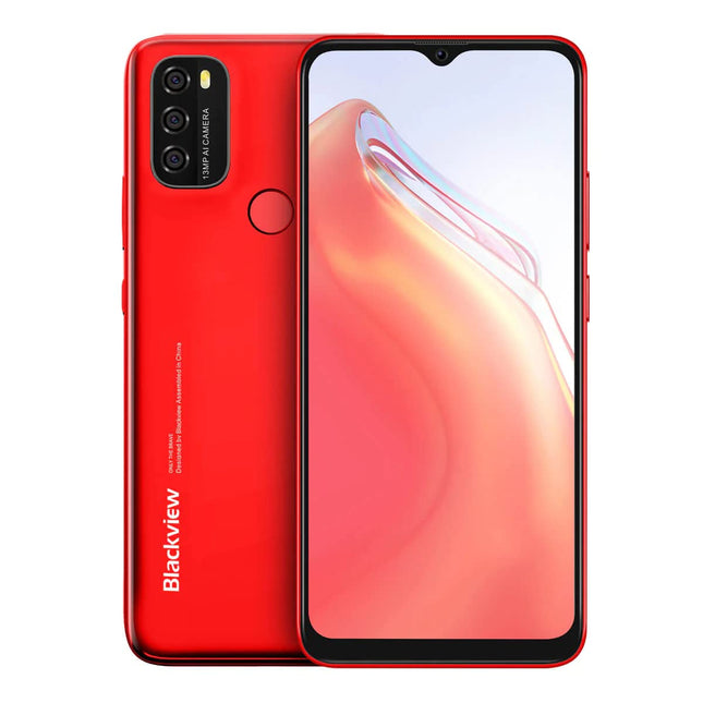 Blackview A70P Android 11 nutitelefon, 6,5" HD+, 8,3 mm õhuke ja kerge, 5380mAh aku, 13MP + 5MP, kahe SIM-kaardiga 4G mobiiltelefon, näotuvastus ja sõrmejäljelugeja, GPS, punane