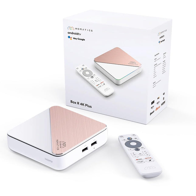 Nonic [Testi VÄGA HEA *] Homatics Box R 4K Plus Android TV Box - nutiteleri voogedastusvastuvõtja, Dolby Atmos, Google'i sertifitseeritud, Netflix 4K, Prime Video 4K, Disney+ 4K, gigabit, WiFi HDMI-kaabel