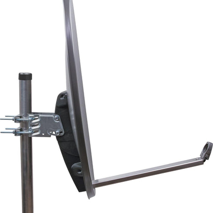 SCHWAIGER satelliitantenni komplekt koos Quad LNB digitaalse HD 4K terasest SAT-süsteemiga, 75 cm antratsiitvärvi mastikinnitus, F-pistik, kinnitusmaterjalid Astra Hotbird, Eutelsat, Türksat Amos