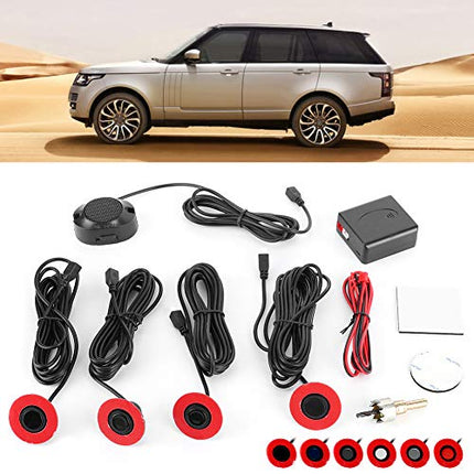 Car Premium Combi Parking Sensors 12V 16.5mm Parking Sensors Front Rear with Plug-in System Built-in Backup Radar Sensor Reversing Alarm Kit with Audio Buzzer Additional Kit (White)
