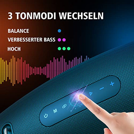 ZEALOT Bluetooth kõlar, kaasaskantav Bluetooth karp, 60W, BassUp tehnoloogia, stereo helitugevus, ekvalaiser, IPX5 veekindlus, 14 400 mAh, õuekõlar TF-kaardi/USB/AUX-iga