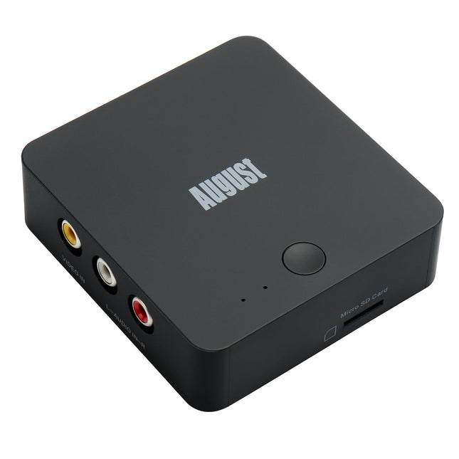 Videoheli haaraja ilma arvuti Plug&amp;Play-ta - August VGB400 - VHS Hi8 kassettkaamerate digitaliseerimise muundur, RCA-kaabliga videomuundur - väljund HDMI kaudu, salvestamine Micro SD/USB-le, max 64 GB