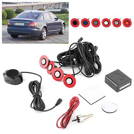 Car Premium Combi Parking Sensors 12V 16.5mm Parking Sensors Front Rear with Plug-in System Built-in Backup Radar Sensor Reversing Alarm Kit with Audio Buzzer Additional Kit (White)