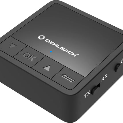 Oehlbach BTR Innovation 5.2 - Bluetooth saatja ja vastuvõtja (saatja/vastuvõtja) aptX-kvaliteediga, OLED-ekraan, 20-tunnine aku tööiga, 10 m ulatus, must