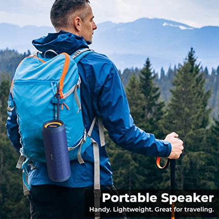 RIENOK Bluetooth Speaker with Light Bluetooth 5.3 Music Box Bass Wireless Box with IPX7 Waterproof Stereo Sound Portable (Blue, 3,600 mAh)