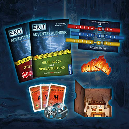 KOSMOS 693206 EXIT® - Mängu advendikalender - Saladuslik jääkoobas, 24 põneva mõistatusega alates 10. eluaastast, Amazoni eksklusiivne, Põgenemistoamäng enne jõule