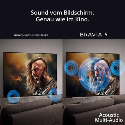 Sony BRAVIA 5 XR Mini-LED 75-tolline teler (K75XR55), tehisintellektiga XR protsessor, akustiline multiheli, Dolby Vision/Atmos, IMAX Enhanced, Google TV (2025), Google Cast, Apple AirPlay 2, mängumenüü, nutiteler