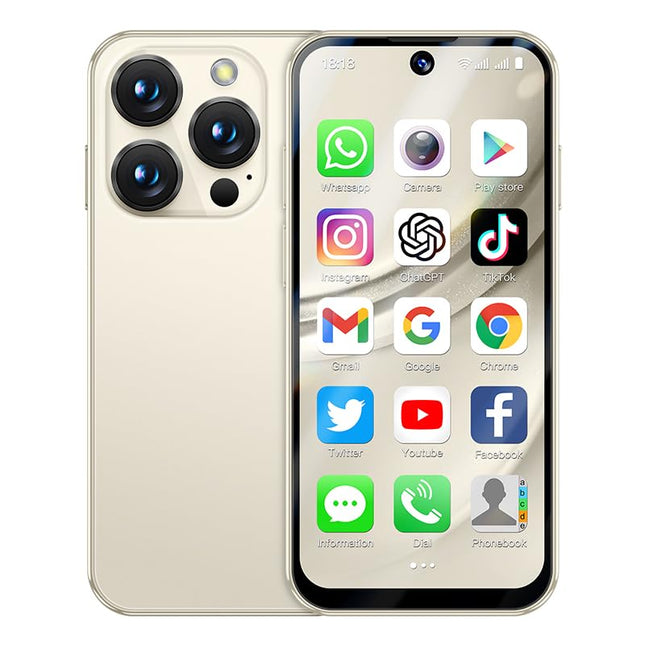Hipipooo 4G mininutitelefon, kahe SIM-kaardiga, 3,88-tolline ekraan, 2,0+5,0 MP topeltkaamera, 1950 mAh aku, Android 12 minitelefon lastele (3 GB+32 GB, beež)