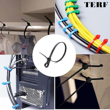TERF® kruvitavad kaablisidemed, 200 mm x 4,8 mm, vastupidav nailon, turvaline isesulguv mehhanism, plastkaablisidemed koju, kontorisse, aeda, garaaži, lattu, töökotta