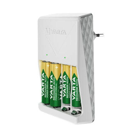 VARTA akulaadija, sh 4x AA 2100mAh, akulaadija laetavatele akudele, laeb korraga 2 või 4 AA/AAA akut, pistikupesast laadija, valge