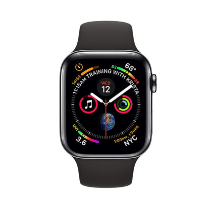 Apple Watch Series 4 44mm (GPS + Cellular) - Space Gray Stainless Steel Case with Black Sport Band (Refurbished)