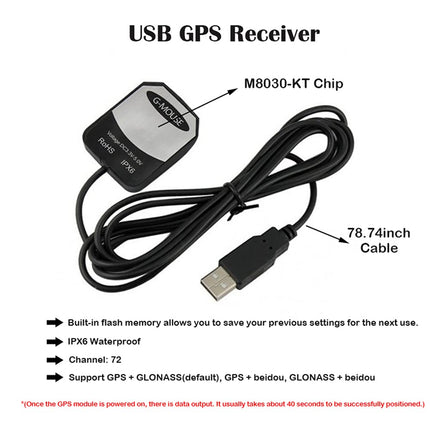 Geekstory VK-162 G-Mouse USB GPS Dongle M8030 Chip 72 Channel Navigation Module External GPS Antenna Remote Mount USB GPS Receiver with Flash for Raspberry Pi Support Google Earth Window Linux