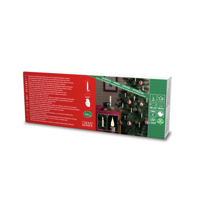 Konstsmide 1911-210 Jõulupuu valgustus siseruumidesse, patareidega, 12 LED-pirni, valge