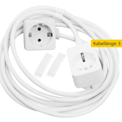 Schellenberg 20026 pikenduskaabel 3m lisapesaga pistikupesaga, sobib tavalistele sisepistikupesadele, valge
