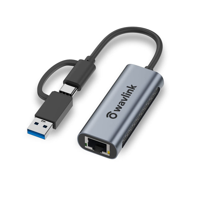 USB 3.0/USB C kuni 2.5G Etherneti adapter, WAVLINK USB LAN-adapter kiirusega 2500 Mbps, Thunderbolt võrguadapter Mac OS-ile, Windowsile, Linuxile, Dell XPS-ile, Surface Pro-le jne.