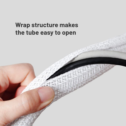 WALL Cord Cover, 19mm - 2m self-closing cable sleeve, braided cable sleeve for TV, computer, home theater, USB, audio-video cables at home and in the office - White