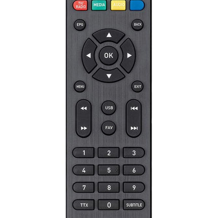 Tele System Minion digitaalne maapealne dekooder - 10-bitine DVB-T2 HEVC vastuvõtt, automaatne kanaliotsing, integreeritud meediapleier, EPG - lihtne ja tehniline - kaugjuhtimispult kaasas