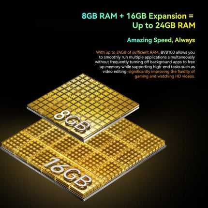 Blackview BV8100 lepinguta õues kasutatav nutitelefon, kahe LED-taskulampiga, 24 GB + 256 GB, 6,5'' 120 Hz 2,4K FHD+, 50 MP kaamera, 8800 mAh aku, IP68 Android 14 veekindel ja vastupidav telefon, GPS NFC must