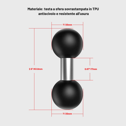 1-tollise kuulkinnituse adapter, topeltpeaga 25,4 mm (1-tolline), ühildub RAM-i kahe kuuliga GPS-aluskinnitustega (2 tk SZZS-R11)