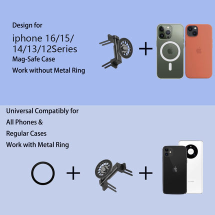 Car phone holder for MagSafe car holder round ventilation magnet car phone holder for MercedeBenz phone holder A/B/C/E/S-Class Mini Cooper SMART 451 FIAT 500, compatible with MagSafe iPhone