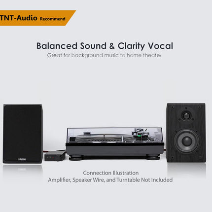 LONPOO Passive Bookshelf Speakers Pair, 75W RMS Classic Wooden Speakers 2-Way with 4-inch Carbon Fiber Woofer and 1-inch Silk Dome Tweeter, 4-8 Ohm