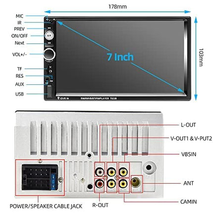 Podofo 2 DIN 7-tolline autoraadio koos Mirror Linkiga iOS/Androidi jaoks, Bluetooth puutetundliku ekraaniga raadio, FM/USB/roolil juhtimine/AUX-IN+tagurduskaamera