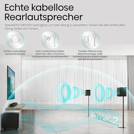 Hisense AX5125H 5.1.2 heliriba juhtmevaba subwooferiga ja tagumiste kõlaritega, 500W, Dolby Digital Plus, Dolby Atmos, Bluetooth, HDMI eARC/optiline/AUX/USB, must (2024)