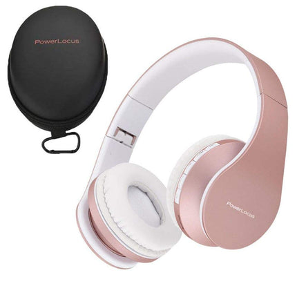Bluetooth-kõrvaklapid, PowerLocus kõrvapealsed juhtmevabad Bluetooth-kõrvaklapid, kokkupandavad juhtmevabad kõrvapealsed kõrvaklapid, peakomplekt Aux-toega mikrofoniga, käed-vabad-funktsiooniga iPhone'ile, Androidile, arvutile (roosikuldne)