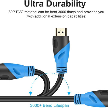 Rommisie 4K/60HZ HDMI Cable 15m (HDMI 2.0, 18Gbps) Ultra High Speed ​​Gold-Plated Connectors, Ethernet Audio Return Video 4K, Full HD 1080p, 3D Compatible Blu-Ray Laptop PS3 PS5 PS9 PC HDTV