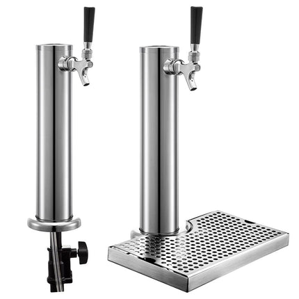 LXYTT Homebrew Beer Tower, One-Way Faucet with Drip Tray, Stainless Steel, Single Tap Column, Wine Beverage Dispenser, Bar Accessories, 1 Piece