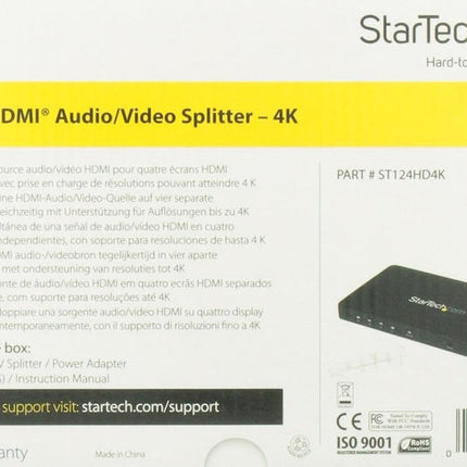 StarTech.com 4-pordiline HDMI 4k videojaotur - 1x4 HDMI jaotur alumiiniumkorpusega - 4k @ 30 Hz - 4-suunaline Ultra HD 1080p HDMI lüliti