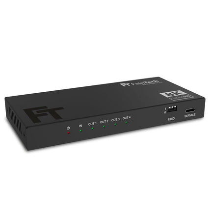 FeinTech SP410 HDMI 2.1 jaotur 1 sisend 4 väljundit - 4K 120Hz 8K VRR ALLM, jaotur koos allaskaleerijaga 4 monitori jaoks, CEC läbilaskevõime, ühildub HDCP 2.3, HDR ja Dolby Visioniga