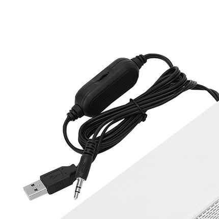 Kaasaskantav heliriba, stereoheliriba USB-kaabli ja muusikapleieriga, bassiruumilise heli kast 3,5 mm audiopesaga arvuti, mobiiltelefonide, lauaarvuti, sülearvuti, teleri, tahvelarvuti MP3, MP4 jaoks (valge)