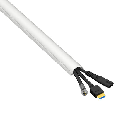 D-Line 3015KIT001 Mini Self-Adhesive Round White Cable Trunking, 30x15 mm, 4 x 1 m Length - 4 Meter Multipack &amp; Mini Cable Trunking for Cable Management - 30x15 mm - 10 x 40 cm Length (4 Meters) - White