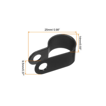 QUARKZMAN R-Type Cable Clip Wire Clamp, 13.2 mm 0.52 inch Nylon Screw Fastening Cable Tie Clips with Screws Black for Cable Management Pack of 200