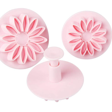 Zenkeri fondantlõikurite komplekt, 3-osaline, lillekujuline, 5,5/6/7 cm, roosa, plast