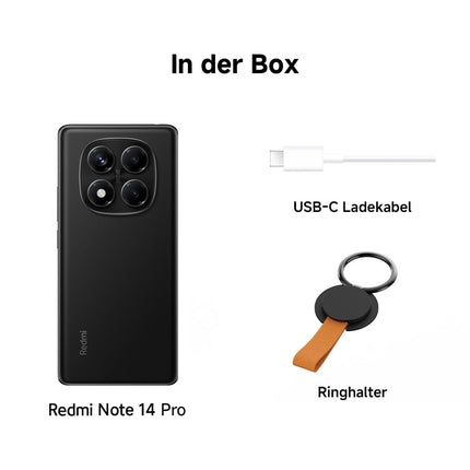 Xiaomi Redmi Note 14 Pro nutitelefon, 8 + 256 GB, must, 200 MP professionaalne tehisintellektiga kaamera, 5500 mAh aku, 32 MP selfie-kaamera, tehisintellektiga funktsioonid (laadijat ei kuulu komplekti)
