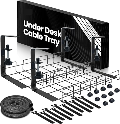 FNX Cable and Wire Management Kit Under Desk, Desk Organizer for Neatly Storing Cables, Wires, and Cords, No Drilling, Suitable for All Types of Desks