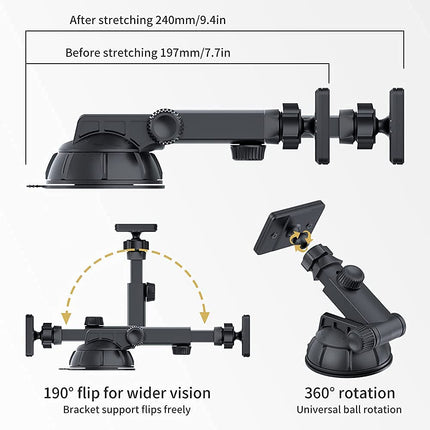 PLDHPRO autotelefoni ja tahvelarvuti magnetiline hoidik, armatuurlauale esiklaasile kinnitatav autokinnitus, 360° pööratav, TPU iminapaga kleepuv geel, iPhone'ile, iPadile, suurus 4"-13" tahvelarvutitele