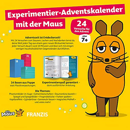 FRANZIS 67185 - Hiirega eksperimenteeriv advendikalender, 24 advendieksperimenti avastamiseks, uurimiseks ja nuputamiseks, lastele vanuses 7 aastat ja vanemad