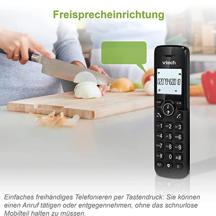 VTech CS2000 cordless phone, ECO+ mode, landline phone, black, call blocking, hands-free function, large buttons, two-line display