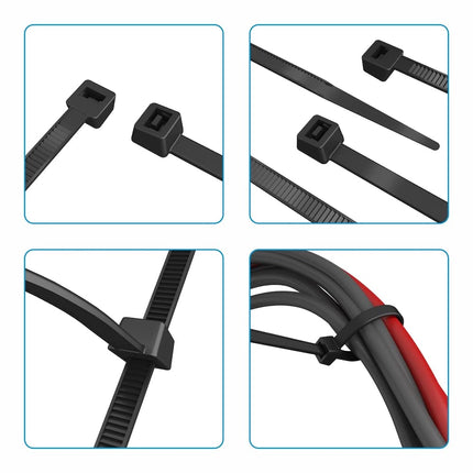 intervisio cable ties extra long 430mm x 4.8mm, professional high-quality industrial quality, black, 200 pieces