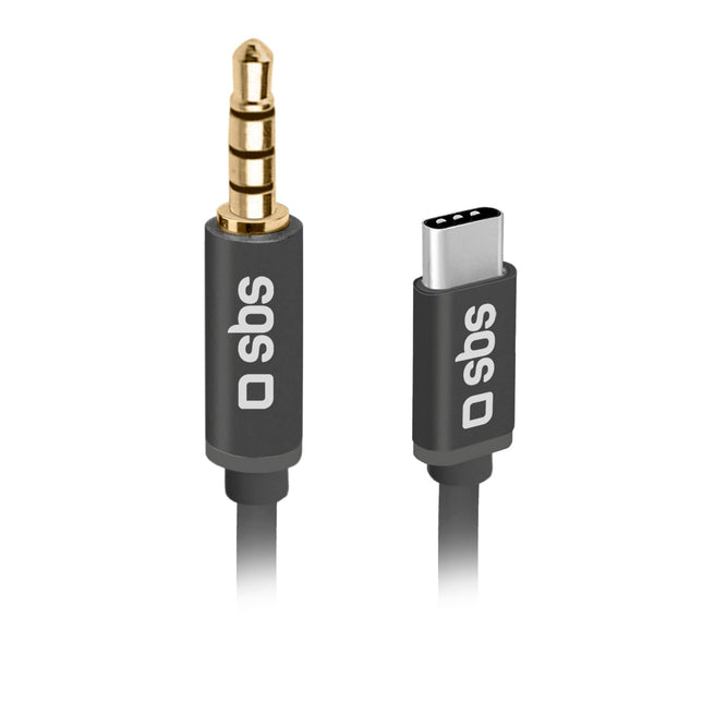 SBS Audio Adapter nutitelefonile, kõrvaklappidele, Hi-Fi stereole, kõlaritele ja kõrvaklappidele, 3,5 mm pistik USB-C pistikule, metallpistik, 1 m kaabel