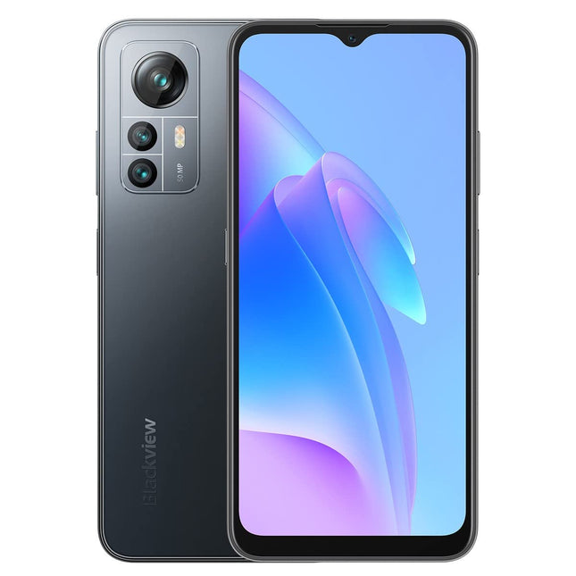 Blackview A85 lukustamata mobiiltelefon, 50MP + 8MP kaamera, 8GB + 128GB, 6,5" HD+ 90Hz, 18W kiirlaadimine, kahe SIM-kaardiga Android 12 nutitelefon, 3 kaardipesa (2 SIM-kaarti + 1 TF-kaart), sõrmejäljelugeja, GPS, NFC, must