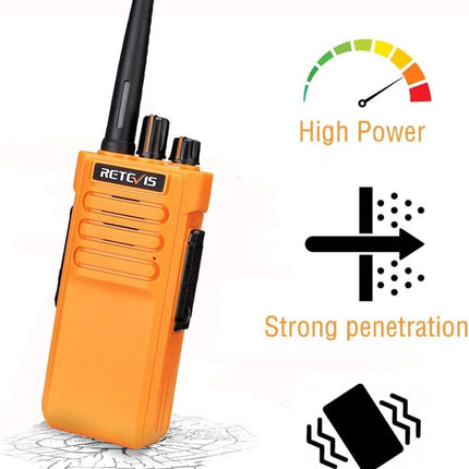 Retevis RT29 raadiosaatja pika levialaga, vastupidav kahesuunaline raadiosaatja, laetav 3200mAh, VOX-raadio veekindla mikrofoniga, äratus täiskasvanutele ja ehitusplatsidele (2 tk pakis, oranž)