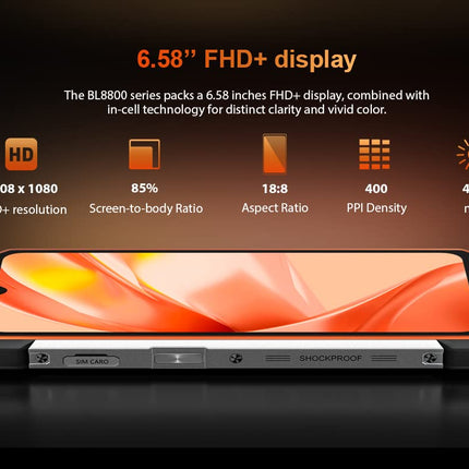 Blackview 5G Thermal Imaging Outdoor Smartphone Without Contract BL8800 PRO, 50MP Quad Camera, Dimensity 700 8GB+128GB, 6.58'' FHD+, 8380mAh Battery 33W Fast Charging, IP68 Rugged Mobile Phone NFC GPS OTG Black