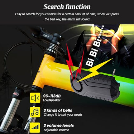 CGEAMDY Improved Bicycle Alarm Remote Control, Anti-theft Device for Motorcycle Vehicles with Remote Control, Protection Theft Wireless Motorcycle Alarm, Bicycle Protection Against Theft Bicycle Alarm