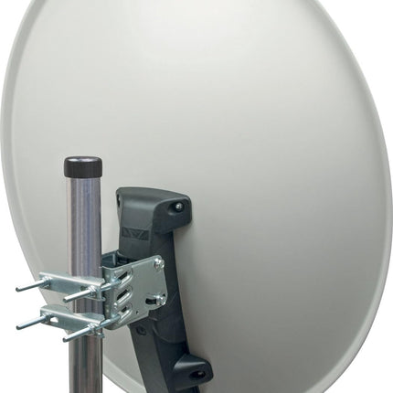 SCHWAIGER satelliitantenn 80 cm SAT nihkega antenn terasest LNB tugivarrega mastikinnitusega integreeritud kaabli marsruudi kinnitusmaterjal 38,5 dB vastuvõtuvõimsus ilmastikukindel helehall